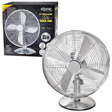 HomeVibe 12" (30cm) Retro Oscillating Table Fan – 35W Vintage Desk Cooling Fan, Adjustable 3 Speed Settings, Quiet & Powerful Airflow, Tilt & Rotation Function, Classic Metal Design for Home, Office