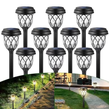HELESIN Garden Lights Solar Powered, Solar Light Outdoor Waterproof, LED Solar Path Lights, Solar Powered Outdoor Light for Patio/Lawn/Walkway/Landscape Decoration 10 Pack