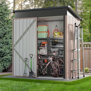 Aoxun Outdoor Storage Shed, 3' x 5' Galvanized Metal Shed with Air Vent and Sliding Door, Tool Storage, Bike Shed, Garden Tool Storage Shed, for Patio, Lawn