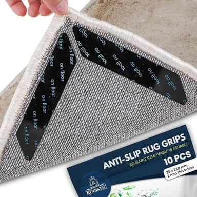 Rug Gripper 10 Pcs - Washable & Reusable Rug Grippers for Laminate - Hardwood Floor - Suitable Carpet Grippers for Marble, Wooden Floors & for all types & sizes of Rugs