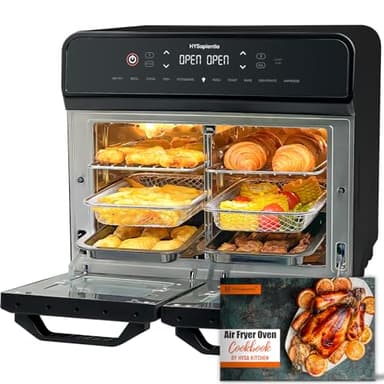 HYSapientia® 22L Dual Zone Air Fryer Oven With Rotisserie,Large Double Air fryers Mini Oven Digital 2400W 10 in 1 Airfryer Countertop Convection Oven electric and grill,Stainless Steel,13 Accessories…