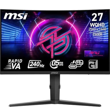 MSI MPG 275CQRXF 27 Inch WQHD Curved Gaming Monitor - 1500R 2560 x 1440 Rapid VA Panel, 240 Hz - 05ms (GtG, Min), Adaptive Sync - DP 14a, HDMI 20b CEC