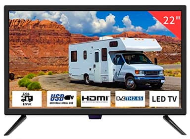 TV 22 inch IPS HD 1080P Screen,Small tv with Freeview Receiver,12 volt TV Built Digital T2 Tuner,USB,HDMI/RCA/VGA inputs,Suitable for Bedroom Caravan