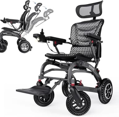 Easwe B10 Lightweight Electric Wheelchair Foldable with Ergonomic Seat & 145° Recliner, 15/30 Miles Portable Motorized Wheelchair for Audlts, Brushless 400W Compact Power Wheel Chair