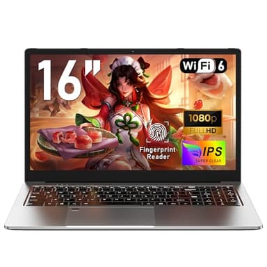 NAIKLULU 16 Inch 2025 Gamer Laptop R7 5825U Processor (2.0 to 4.5 Ghz), 16GB RAM 1TB SSD Cheap Gaming Notebook Computer with Backlit Keyboard/Fingerprint Reader/Type-C/51.97Wh/BT 5.2/Wifi 6