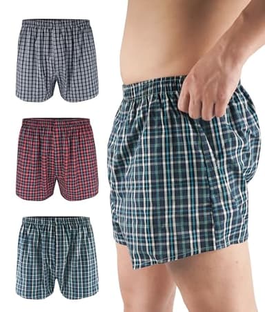 FORVEVO Men's Incontinence Underwear Washable Reusable Boxer Briefs with Front Fly 3 Pack (Multicolor01, L)