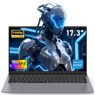 NAIKLULU 17.3 Inch Laptop 2025, 13th Gen Twin Lake Processor N150 (1.2GHz to 3.6GHz), RAM 16GB SSD 512GB Pc Computer, 1920x1080P/Webcam/Backlit Full Keyboard/Touchpad, Student/Home/Business/TF Card