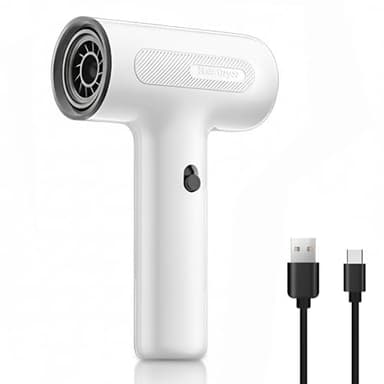 Yanmis Cordless Hair Dryer, 2000mAh Battery, 500W Brushless Motor USB Rechargeable Hair Blow Dryer for Rapid Drying of Paintings or Hairs (White)