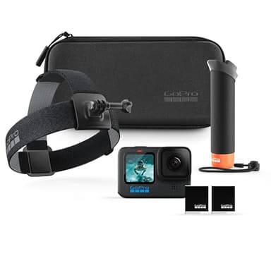 GoPro HERO12 Accessory Bundle - Includes HERO12 Black Camera, The Handler (Floating Hand Grip), Head Strap 2.0, Enduro Rechargeable Battery (2 Total), and Carrying Case