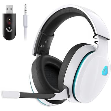 Gvyugke 2.4GHz Wireless Gaming Headset for PC, PS5, Mac, Switch, Bluetooth Wireless Gaming Headphones with Detachable Noise Cancelling Microphone, 3.5mm Cable Mode for Xbox Series