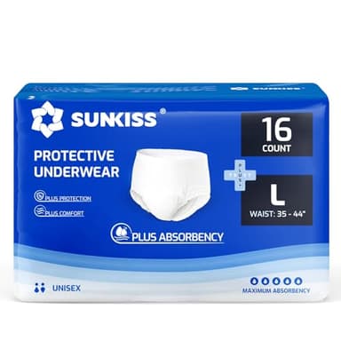 SUNKISS TrustPlus Incontinence Pants for Men and Women, Adult Pull Ups, Disposable Protective Underwear, Maximum Absorbency, Odour Control, Large, 16 Count