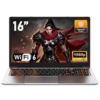 NAIKLULU 16 Inch 2025 Gamer Laptop R-7 5825U Processor (2.0 to 4.5 Ghz), 32GB RAM 1TB SSD Gaming Notebook Computer with Backlit Keyboard/Fingerprint Unlocking/Type-C/Webcam/Touchpad/Wifi 6