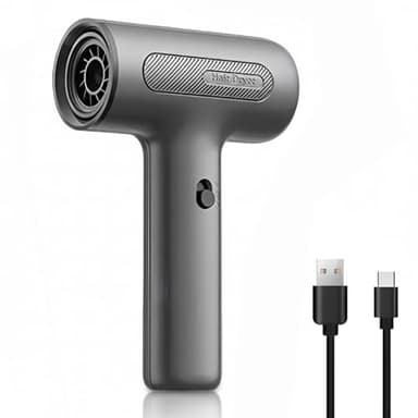 Yanmis Cordless Hair Dryer, 2000mAh Battery, 500W Brushless Motor USB Rechargeable Hair Blow Dryer for Rapid Drying of Paintings or Hairs (Grey)