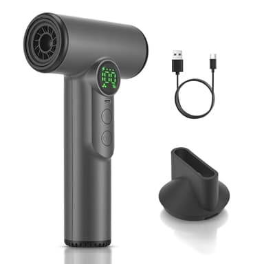 Hair Dryer Cordless, 200W Fast Drying Blow Dryer with Digital Screen, 15600mAh Rechargeable Portable Travel Hairdryer, 30000RPM, 100 Speeds, USB Charging, Hot & Cold Wind for Travel,Camping (Grey)