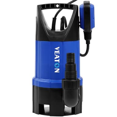 VEATON Portable Submersible Pump 750W 13000L/H, Dirty/Clean Water Pump Automatic or Continuous Manual Operation by Float Switch, Water Transfer Drainage Pump for Pond Garden Pool Hot Tub