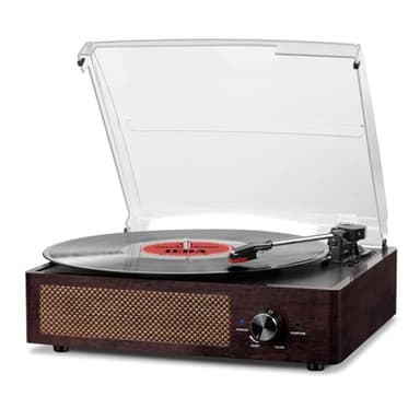 Vinyl Record Player Bluetooth Belt-Driven 3-Speed Turntable, Vintage Retro Record Players Built-in Stereo Speakers