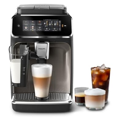Philips 3300 Series Bean to Cup Coffee Machine – 6 Hot & Iced drinks, LatteGo Milk Frother, Fastest-to-Clean, 40% Quieter, Ceramic Grinder, Fully Automatic Espresso & Cappuccino maker (EP3347/90)