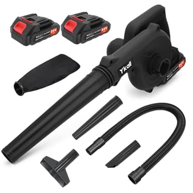 Cordless Leaf Blower – Powerful Battery Powered Leaf Blower with 2 Batteries & Fast Charger, Lightweight Electric Garden Blower for Leaves, Grass, Patio, Garage, Dust & Snow (Black)