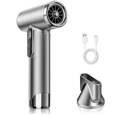 Cordless Rechargeable Hair Dryer, 15000mAh Battery Operated, USB Portable Blow Dryer, 100000rpm 200W Portable 3 Adjustable Hot and Cold Air Settings for Travel Camping Indoor Outdoor