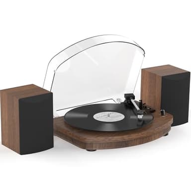Vinyl Record Player with Dual Stereo Speakers, Belt Drive Turntable with Bluetooth Input 3 Speed Playback AT-3600L Cartridge RCA Out Vintage Turntable