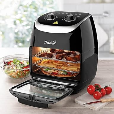 Coopers of Stortford Air Fryer Oven - Multi-Function Small Air Fryer with Built-in Oven, Uses 99% Less Fat & Oil - Rotisserie, 360° Rotating System Heats Up Fast