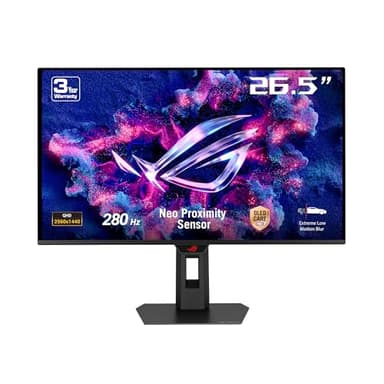 ASUS ROG Strix OLED XG27ACDMS gaming monitor ― 27-inch, 1440p QD-OLED panel, 280Hz, 0.03 ms, Neo Proximity Sensor, ASUS Care Pro, G-SYNC compatible, 99% DCI-P3, HDMI 2.1, Type-C 15W