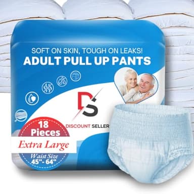 Extra Large Unisex Adult Incontinence Pants for Women & Men – 18-Pack (86x80 cm) Super Absorbent, Leak-Proof & Odour Control, Soft Stretch Waistband Pull Ups – Easy to Wear Adult Nappies for Womens