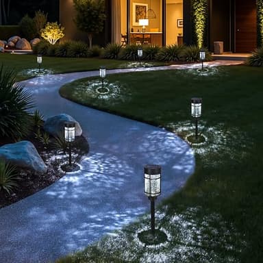 GIGALUMI Solar Lights Outdoor Garden,6 Pack Solar Garden Lights Waterproof for Patio Pathways Lawn Yard Decoration (Cold &Warm Light Switching)
