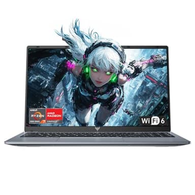 Tivique 15.6 Inch Gaming Laptop with Ryzen 7 5700U (Processor up to 4.3GHz) 8C/16T - 16GB RAM DDR4*2 512GB M.2 SSD, 1080 HD Display, HDMI, BT5.2, USB3.2,Type-C, Dual Speakers, 65W Fast Adapter, WiFi 6