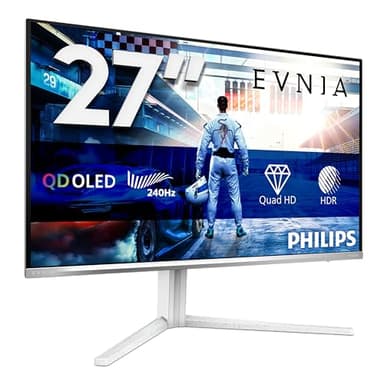 Philips Evnia 27M2N6501L -27 inch WQHD Gaming Monitor,240Hz, QD-OLED, 0.03ms GtG, HDR10, G-Sync Comp, Height Adjust, Ambiglow (2560x1440 HDMI 2x 2.1 DP 1x1.4 USB Hub) White